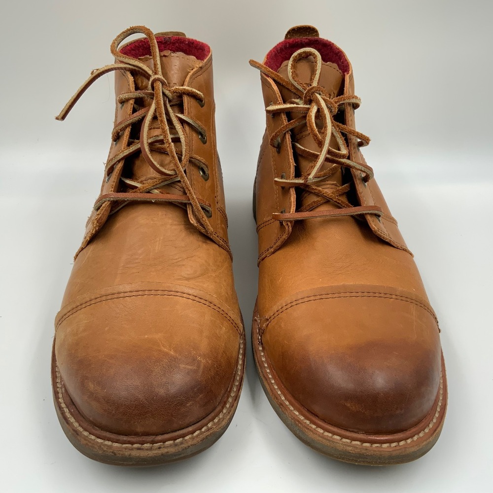Olukai Kualono WP Mens Tan Leather Waterproof Cap Toe Ankle Boots Brown 10156